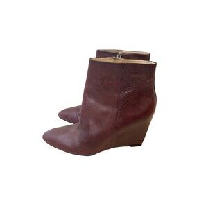 $495 B BRIAN ATWOOD BELLARIA Wine Leather Designer Fashion Ankle Wedge Boots 10